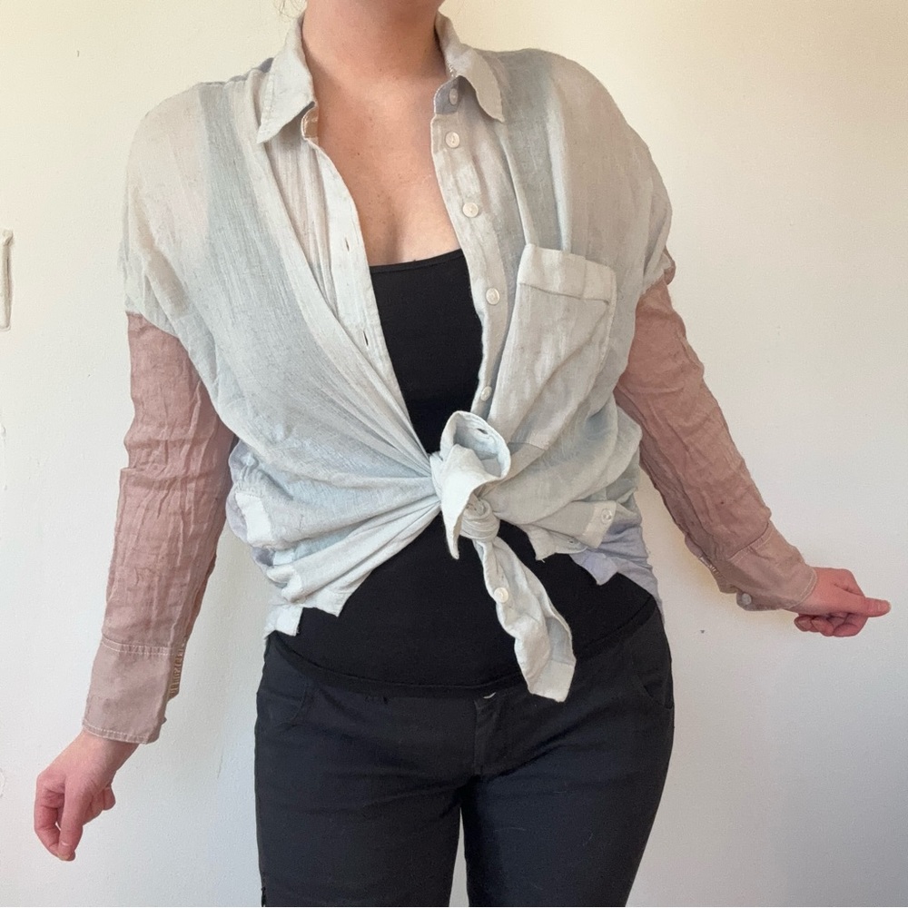 Free People Oversized Pastel Beachy Blouse - Picture 3 of 7